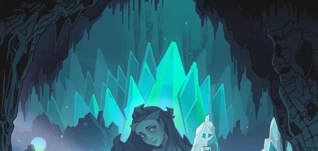 Anime-Inspired Crystal Landscape in Vibrant Digital Art