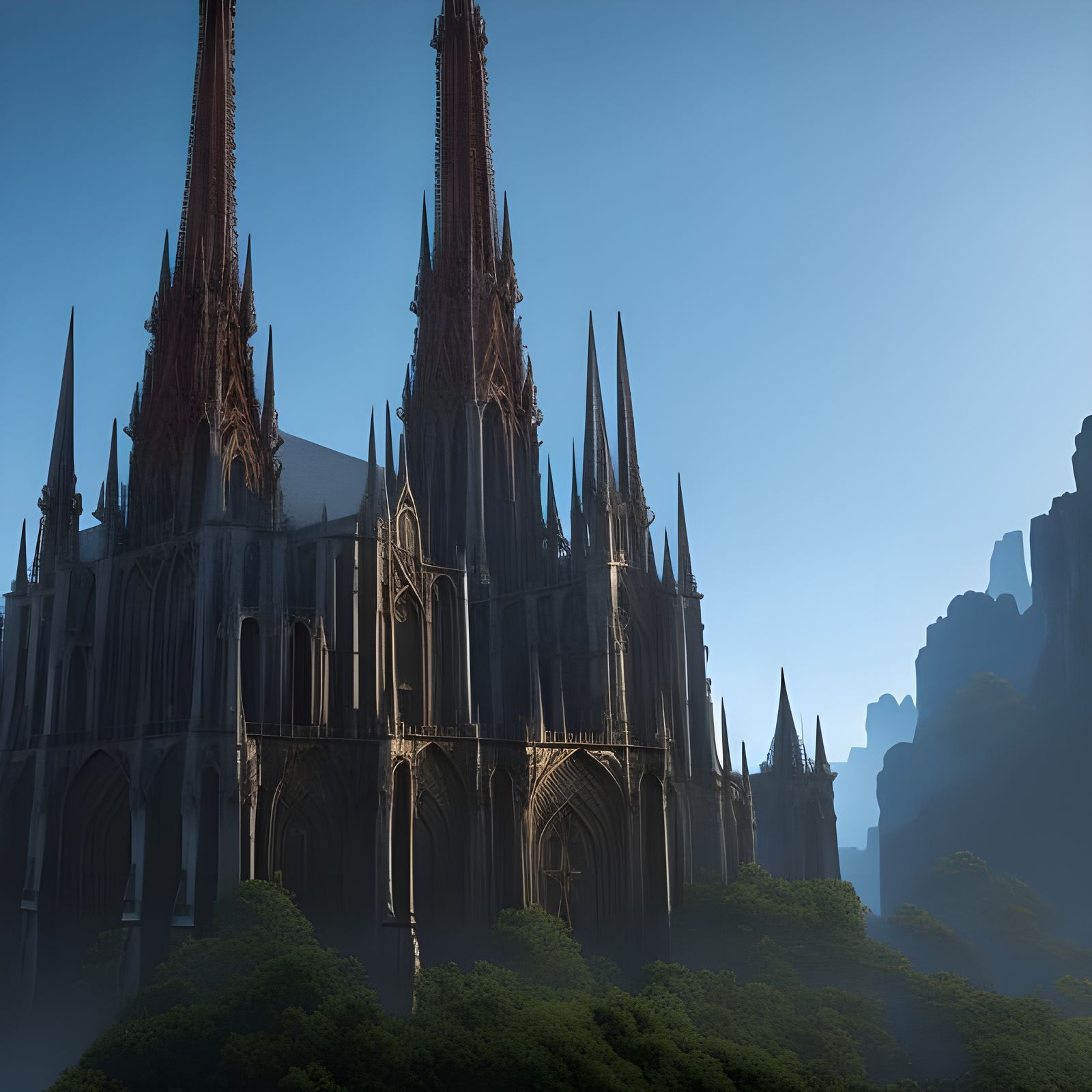 Detailed Gothic Cathedral Fantasy Concept Art
