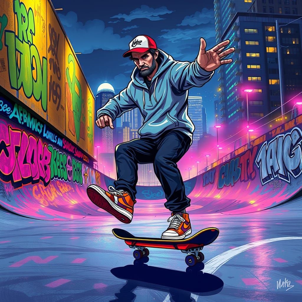 Abraham Lincoln skating at the skate court