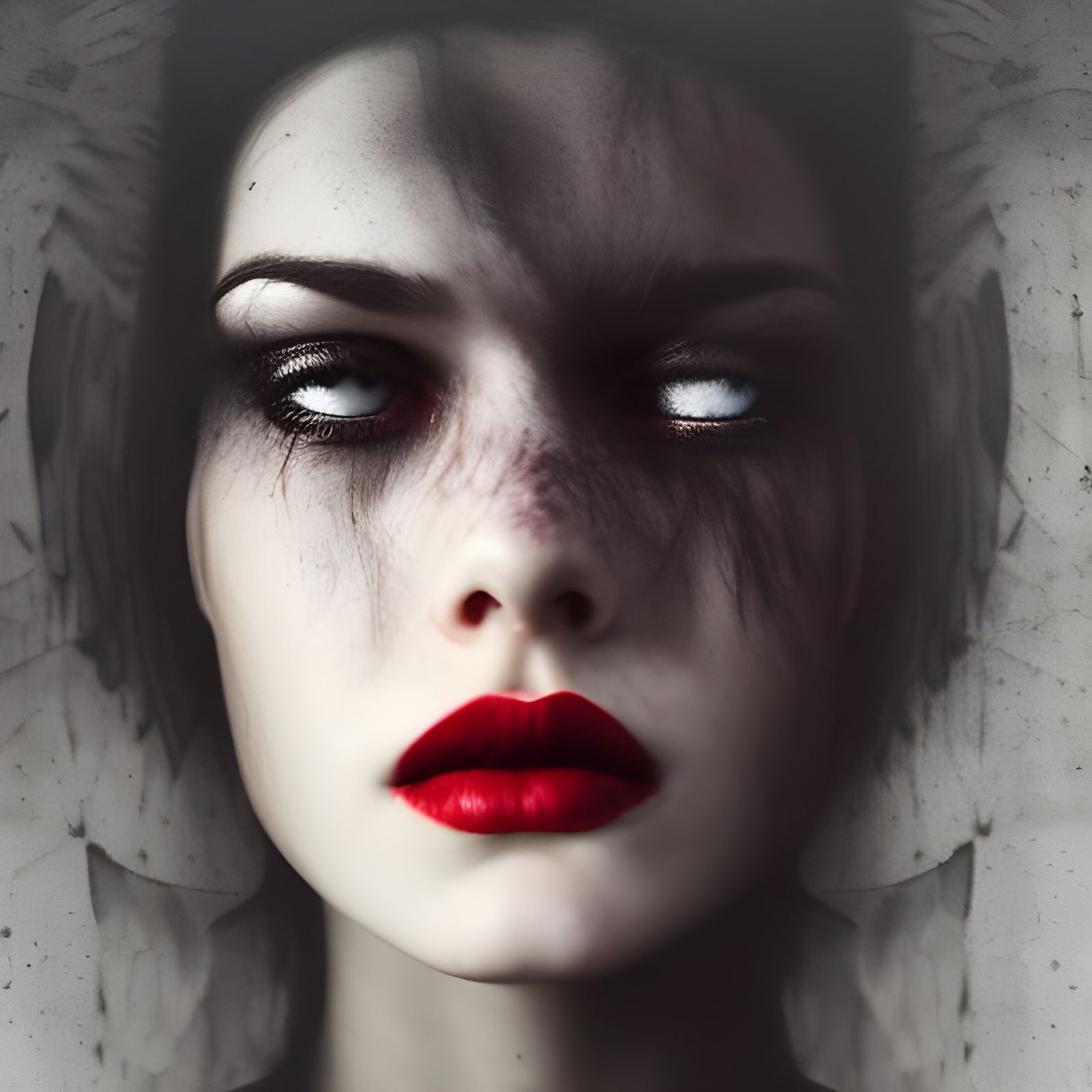 Dark Fallen Angel Portrait in Hyperrealistic Style