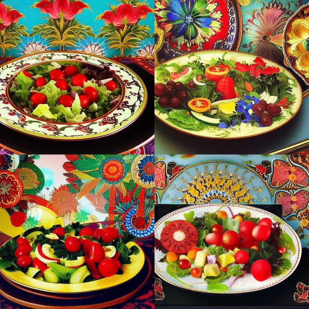 Turkish Salad Platter on Antique Plates in Photorealistic St...