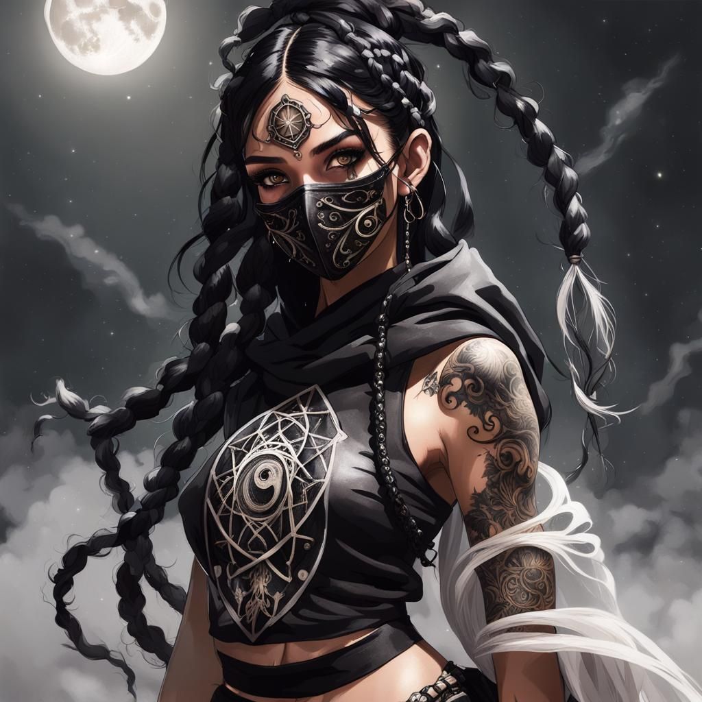 Mysterious Magician's Assistant in Graffiti Art Style