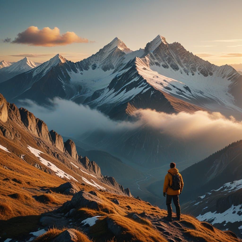 Mountain Lookout at Golden Hour in Landscape Style