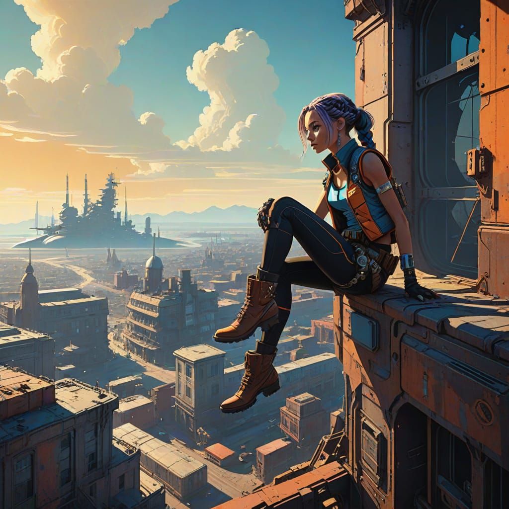 Steampunk Jinx Enjoys Zaun Cityscape