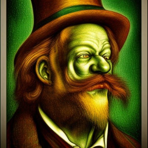 Victorian Leprechaun in Style of Etching