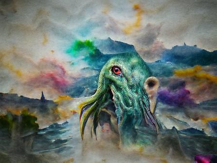 Dagon in Watercolor: Lovecraftian Horror