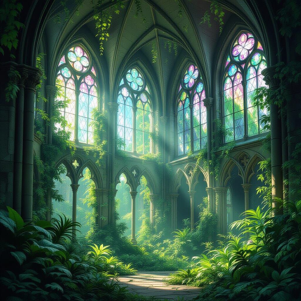 Overgrown Cathedral Garden in Sunlight