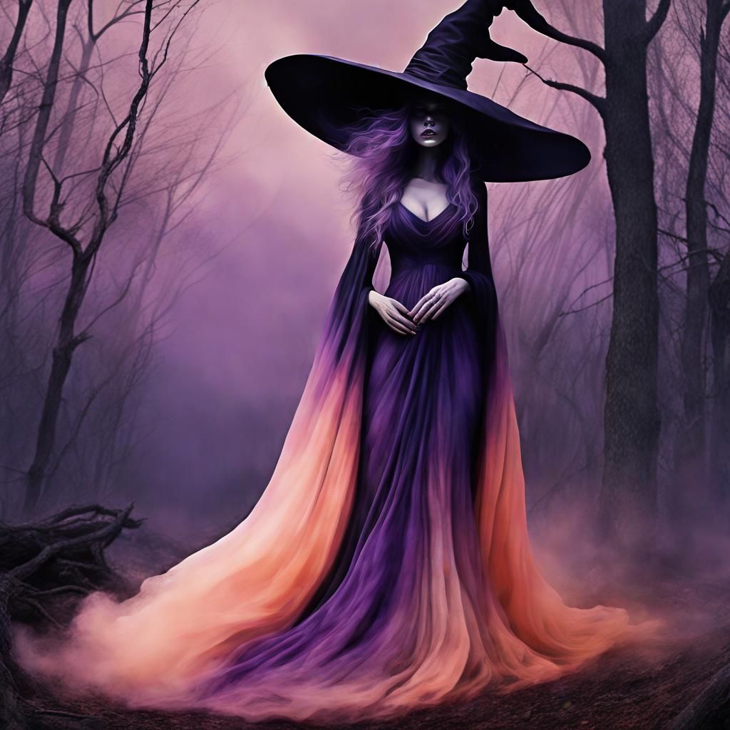Eerie Witch in Dreamlike Surrealist Art Style