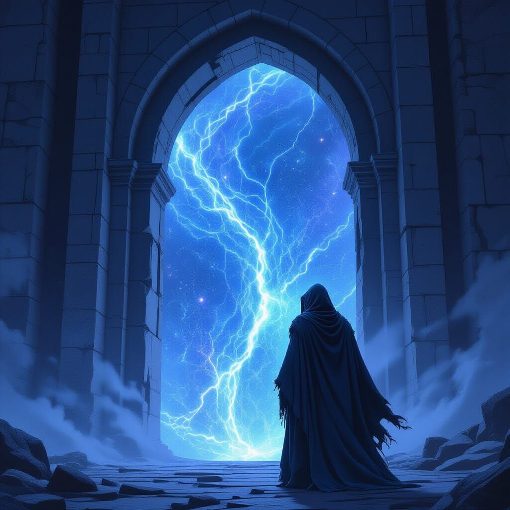 Mystical Figure Before Celestial Archway