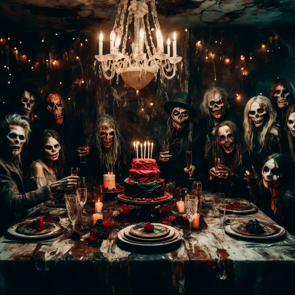 Macabre Birthday Party with Demons and Witches