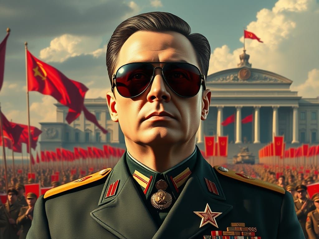 Soviet Tyrant Commands in Grand Military Parade