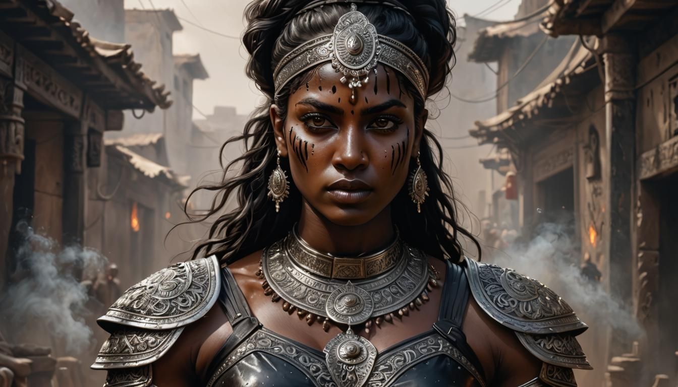 Ebony Female Warrior in armor