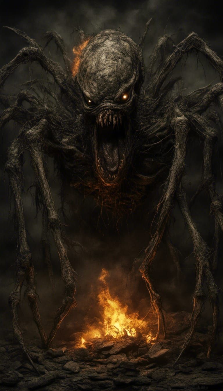 Fiery Spider in Burning Inferno