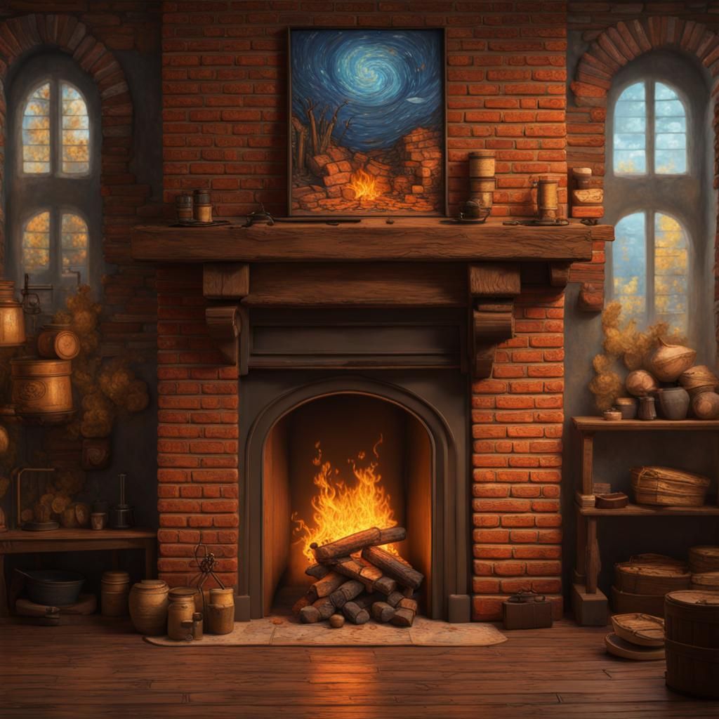 Van Gogh Style Fireplace Concept Art