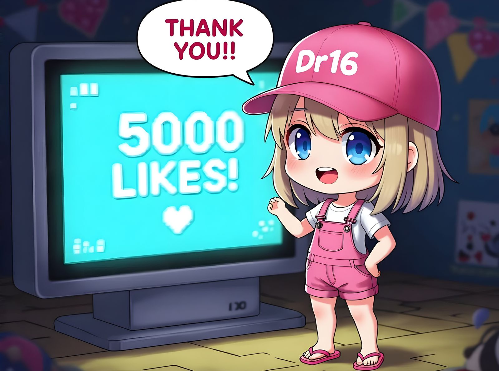 Tiny Anime Girl Celebrates 5000 Likes