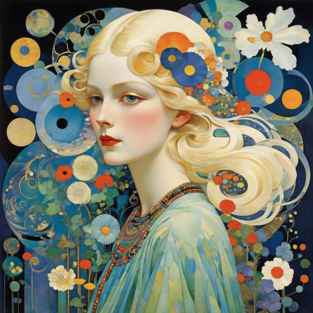 Abstract Art with Complementary Colors and Fine Details