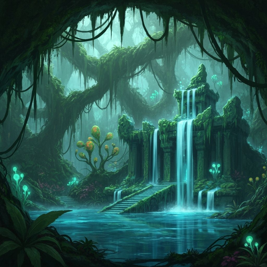 Emerald Liquid Jungle With Sapphire Water Temple