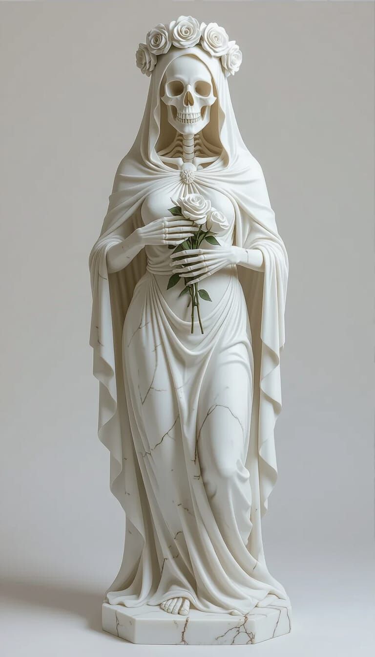 White Marble Statue of Dona Rosa Caveira, Full Body