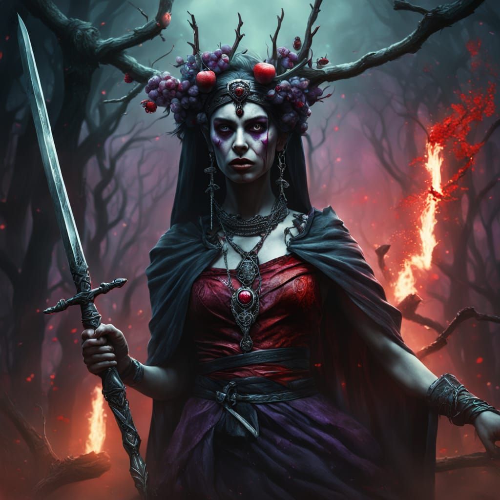 Executioner Girl with Sword in Dark Fantasy Art