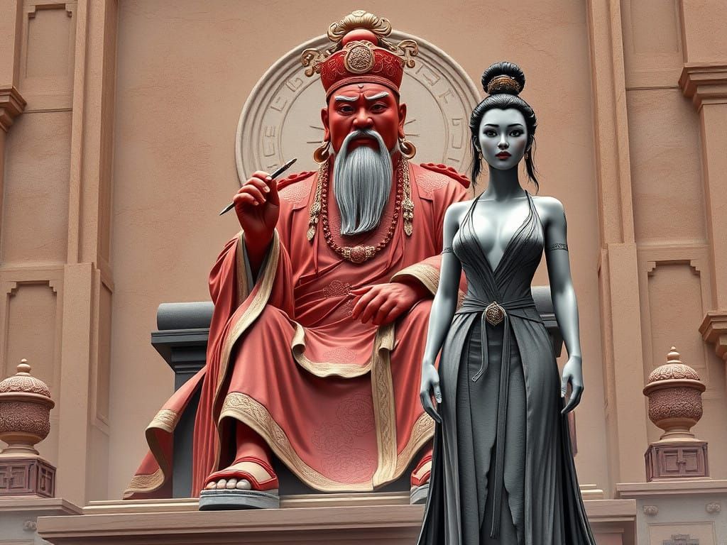 Chinese God of Wisdom and Justice in Imperial Robes