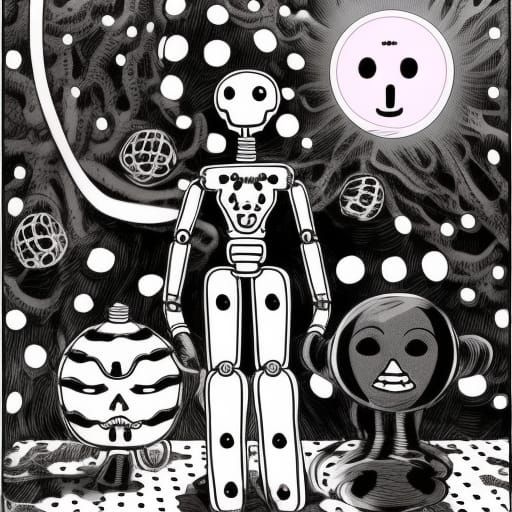 Creepy Gingerbread Robot with Fire, Lowbrow Art