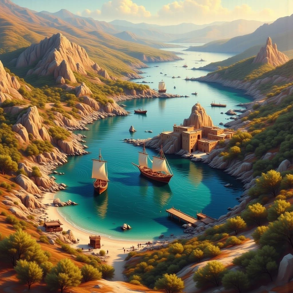 Phoenician Harbor at Dawn: Hyper-Realistic Mediterranean Sce...