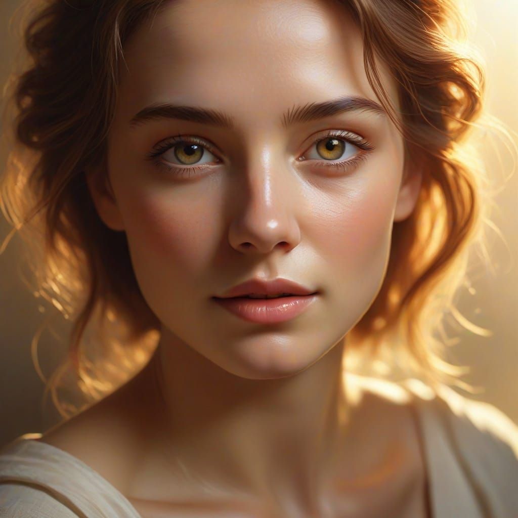 Radiant Woman's Portrait as Renaissance Oil Painting