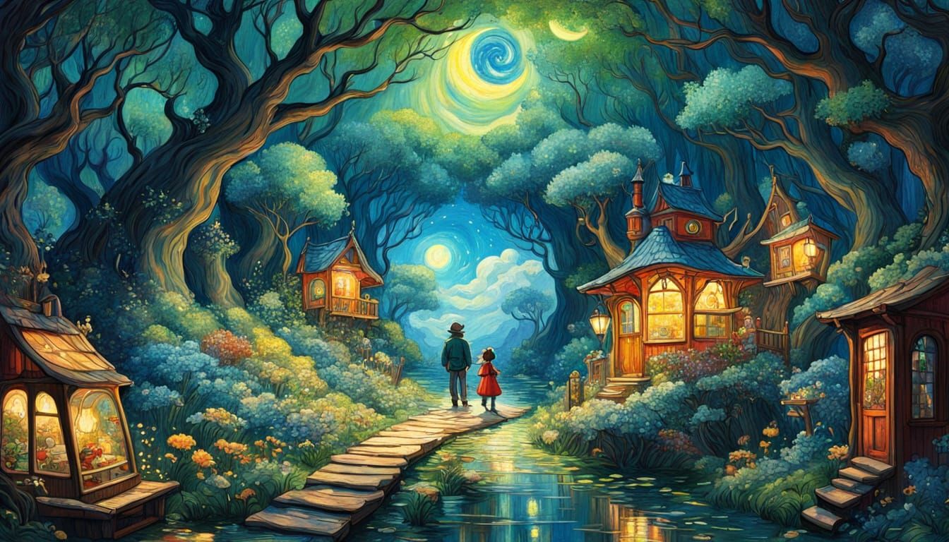 Whimsical Sci-Fi Fairytale in Studio Ghibli Style