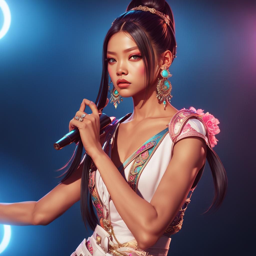 Jennie from Black Pink Portrait in Art Nouveau Style