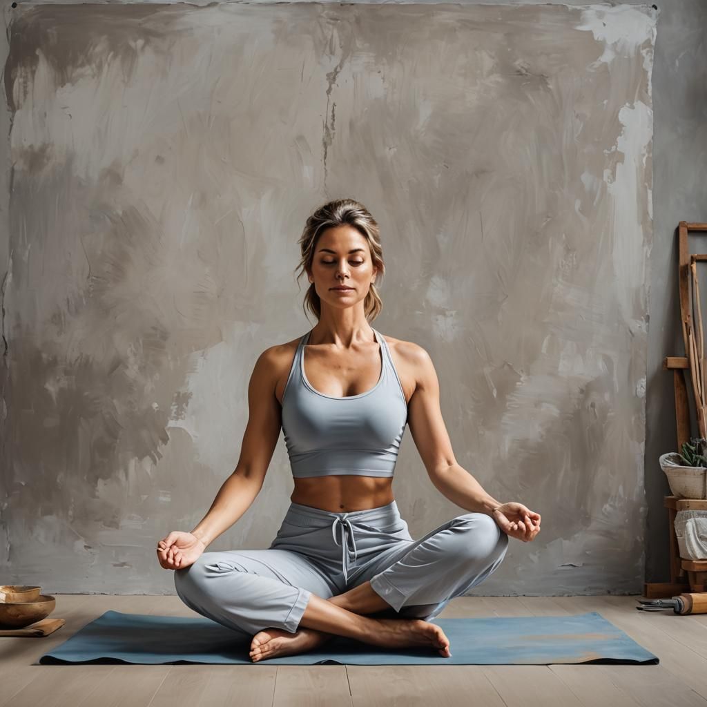 Encaustic Art Masterpiece: Beautiful Woman in Yoga Pose