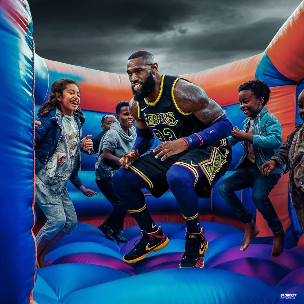 LeBron James Bouncy Castle Photo in Hyperrealism