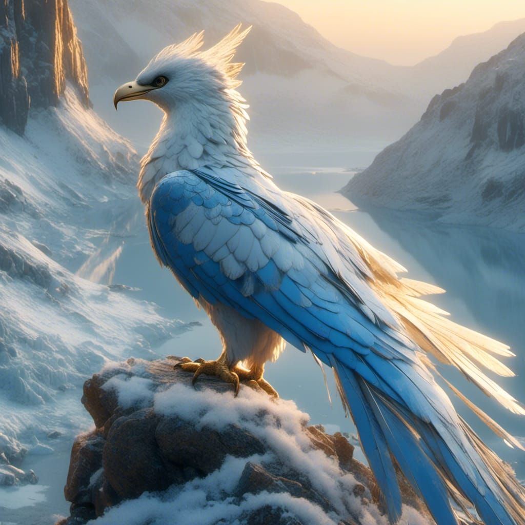 Articuno on Icy Cliff: A Cinematic Film Still
