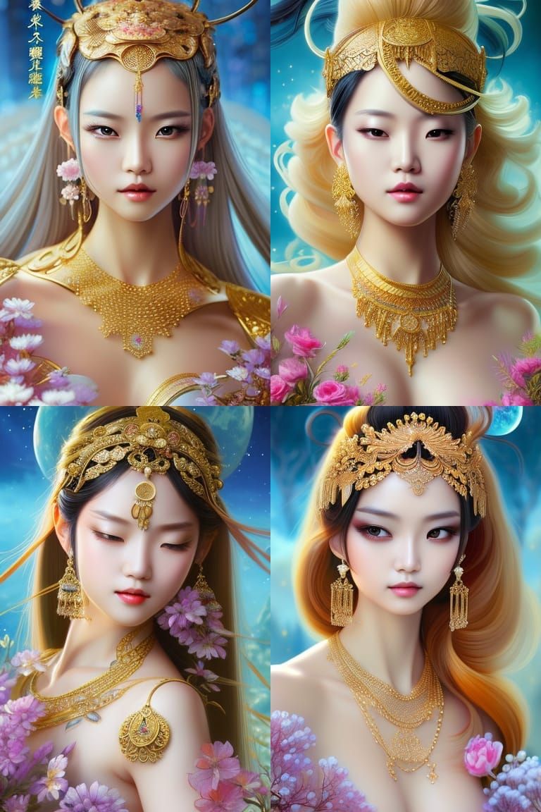 Gorgeous Japanese Woman Portrait in Ethereal Fantasy Style