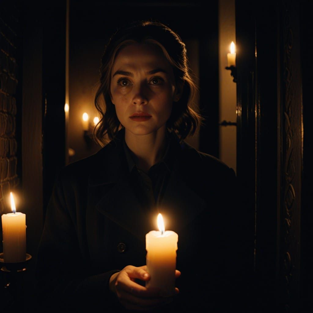 Figure Silhouetted in Muted, High-Contrast Film Noir Style