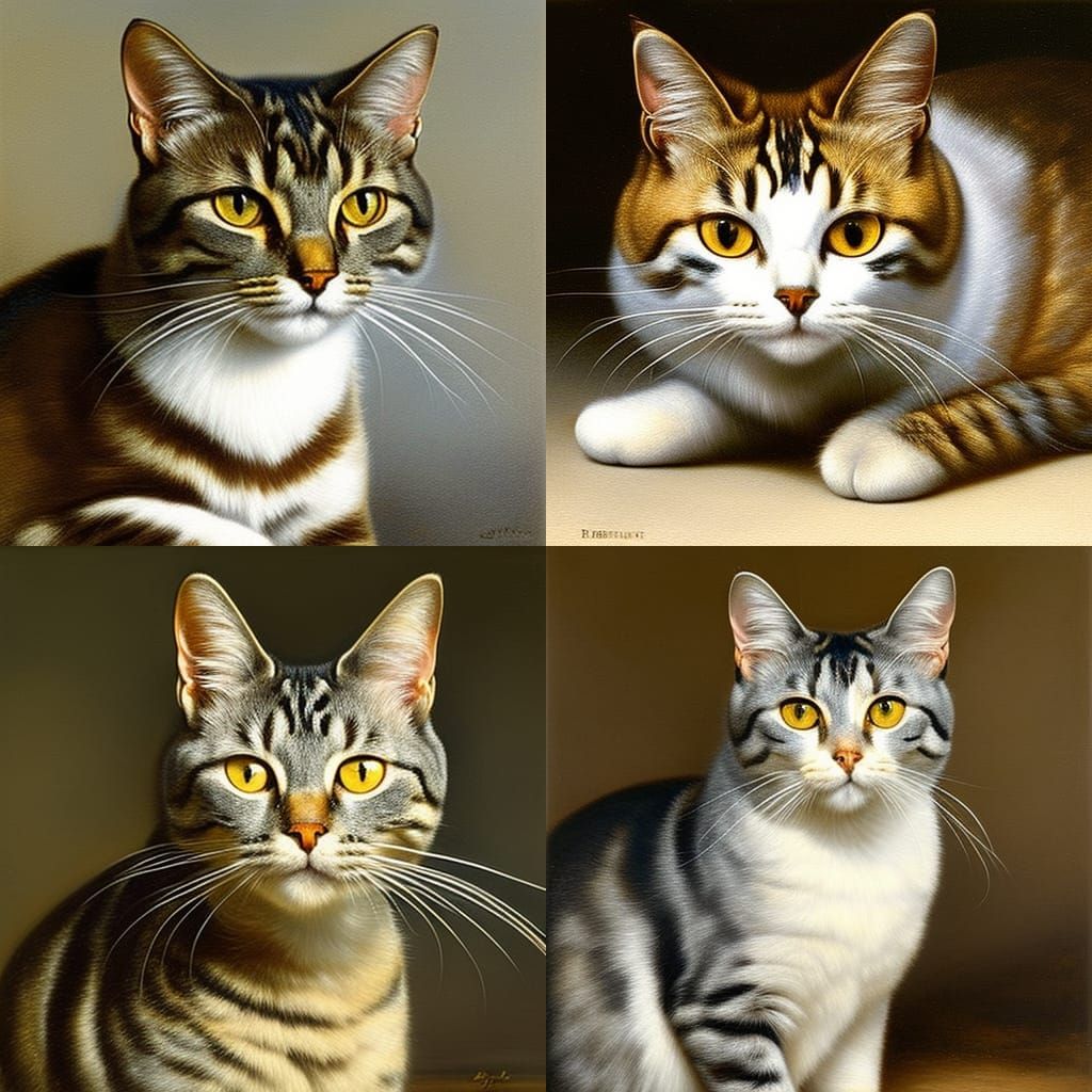 Glamorous Cat Portrait in 19th Century Realist Style