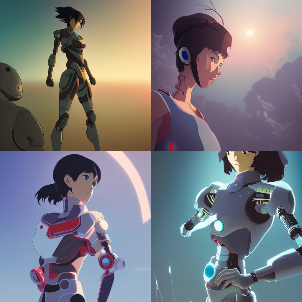Cyborg Woman in Anime Style