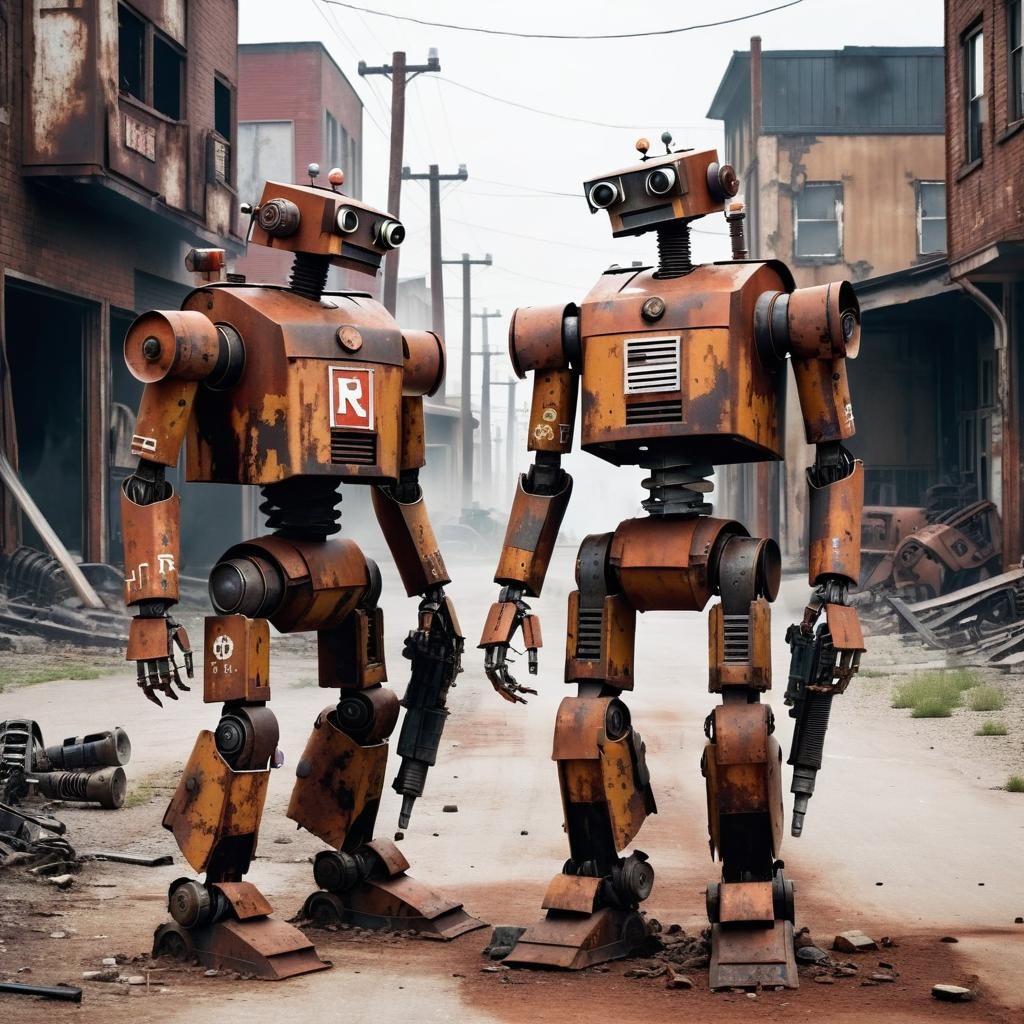 Post-Apocalyptic Bird-Like Robots in Rusty Uniforms