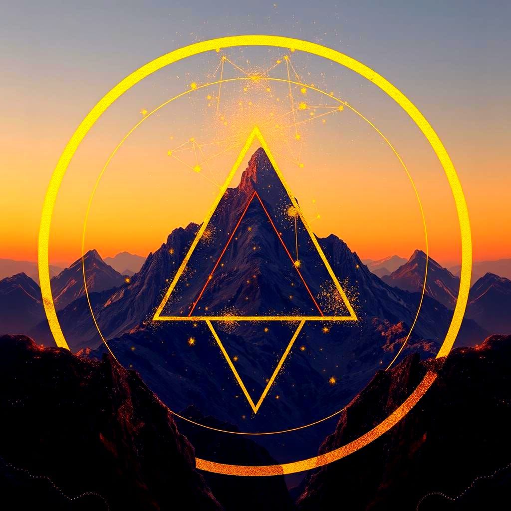 Abstract Maximalist Constellation in Glitch Art Style