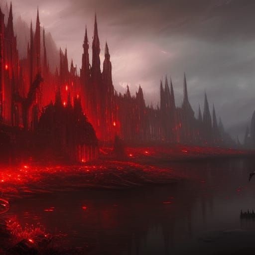 Gothic Rose Field Under Dark Sky