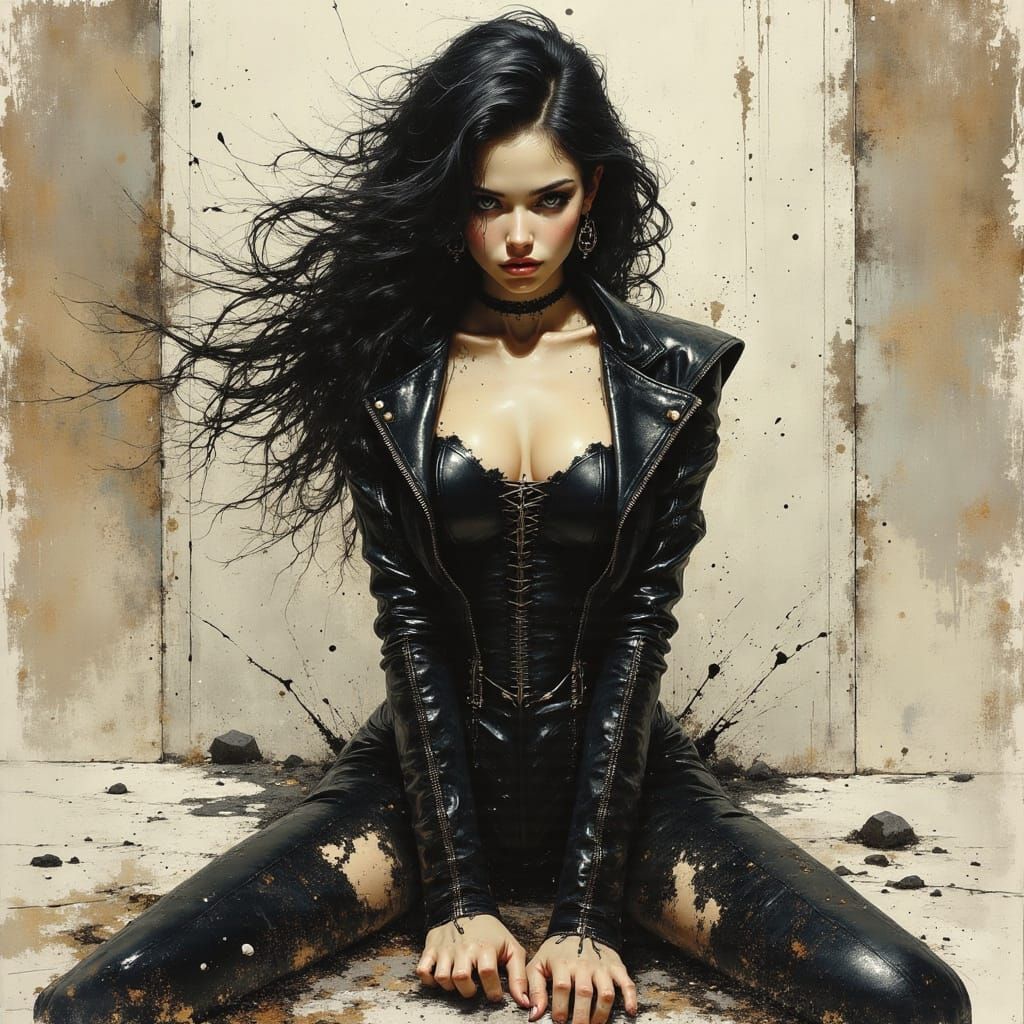 Gothic Leather Warrior Ready for Kung Fu