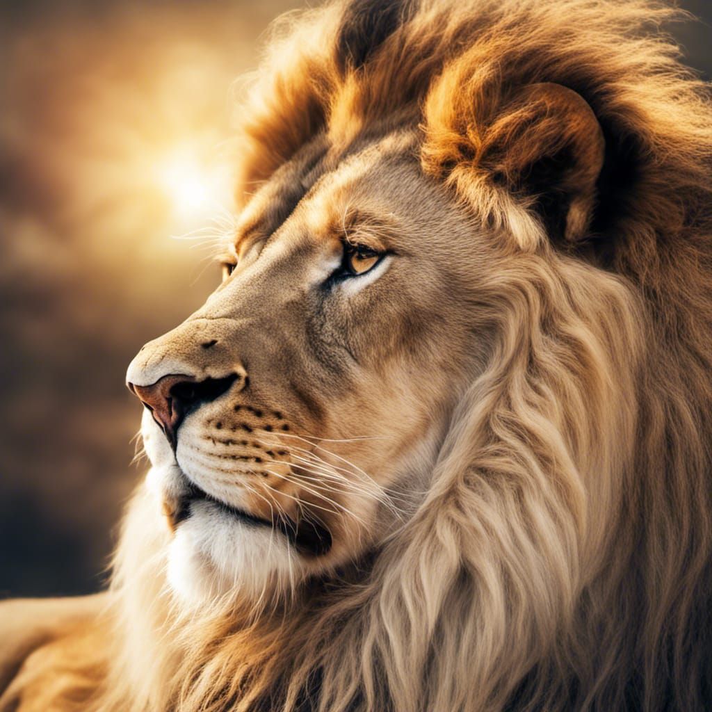 Radiant Lion with Flowing Mane in Divine Light