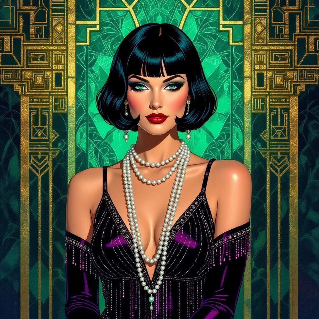 Elegant Woman in Art Deco Style