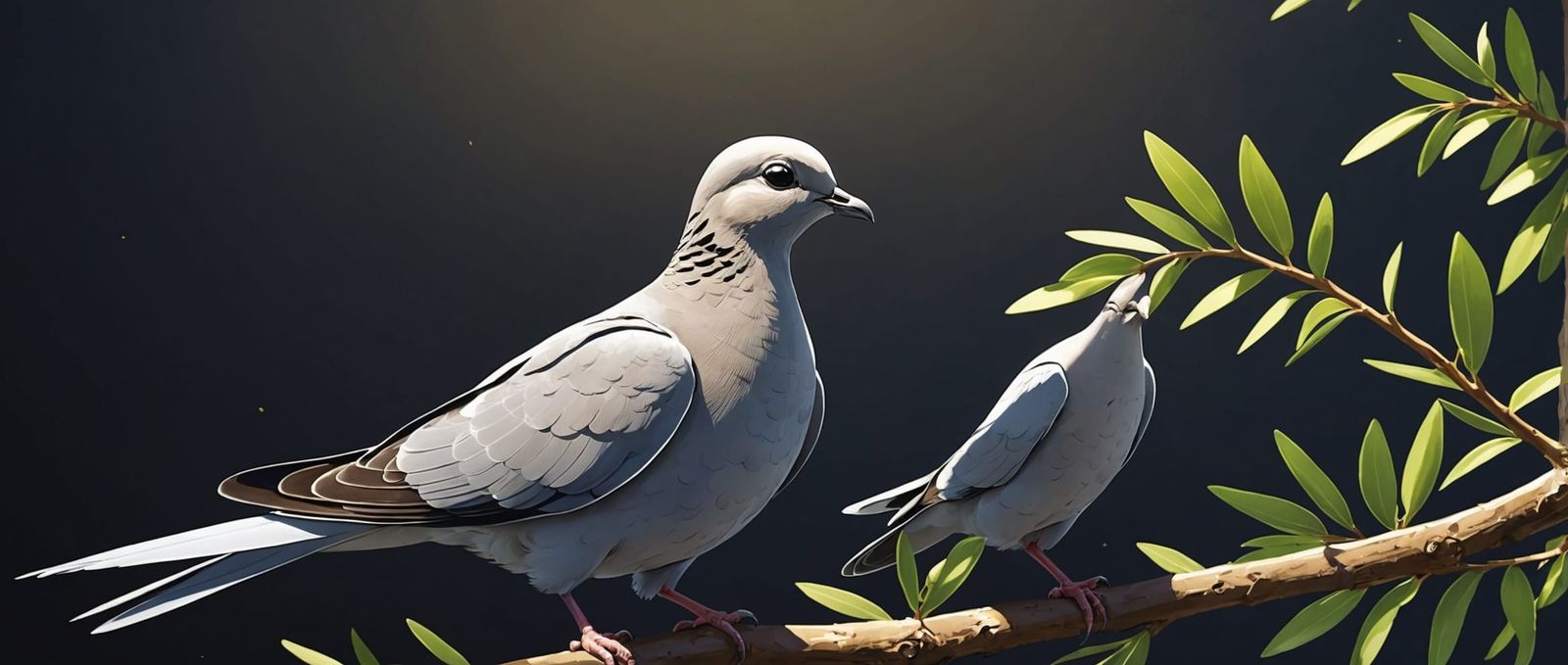 Frightened Dove with Olive Branch: Anime-Style Art