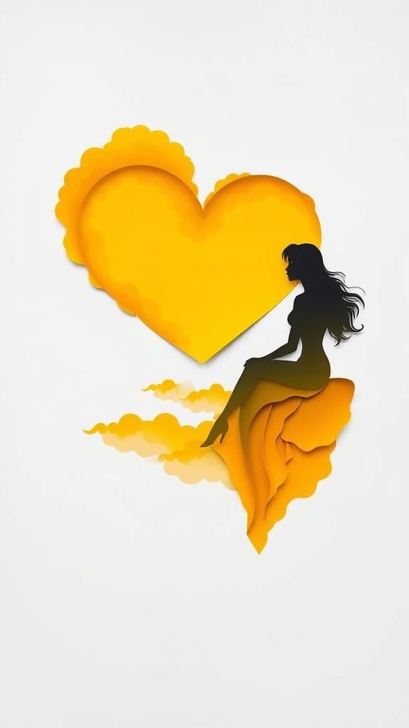 Ethereal Woman Silhouette Amidst Whirlwind Heart