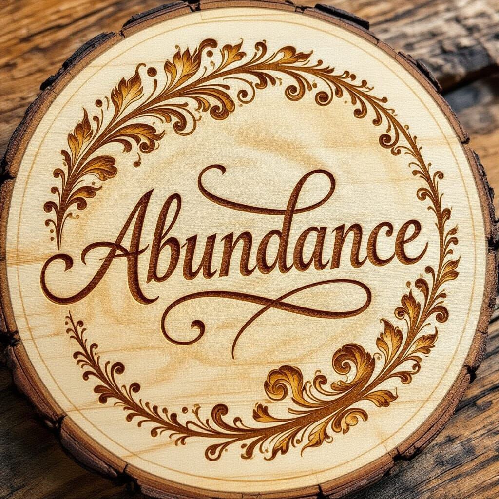 Abundance Engraved in Wood with Flowing Inspiration