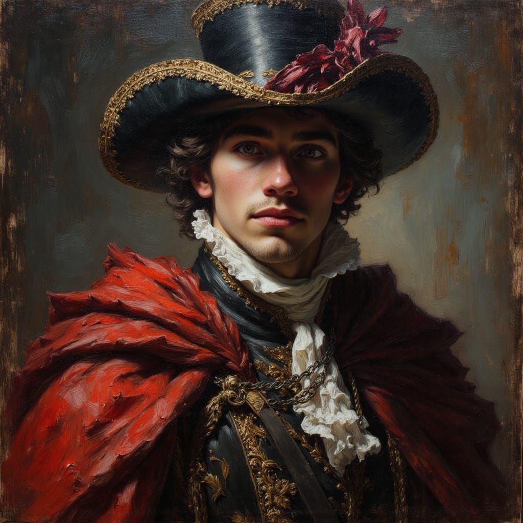 Italian Man in 18th Century Costume as Oil Painting