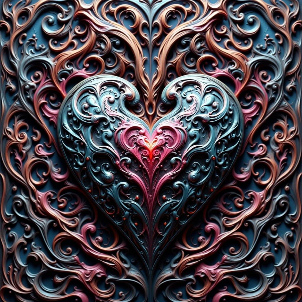 Steampunk Fractal Heart in Polished Chrome