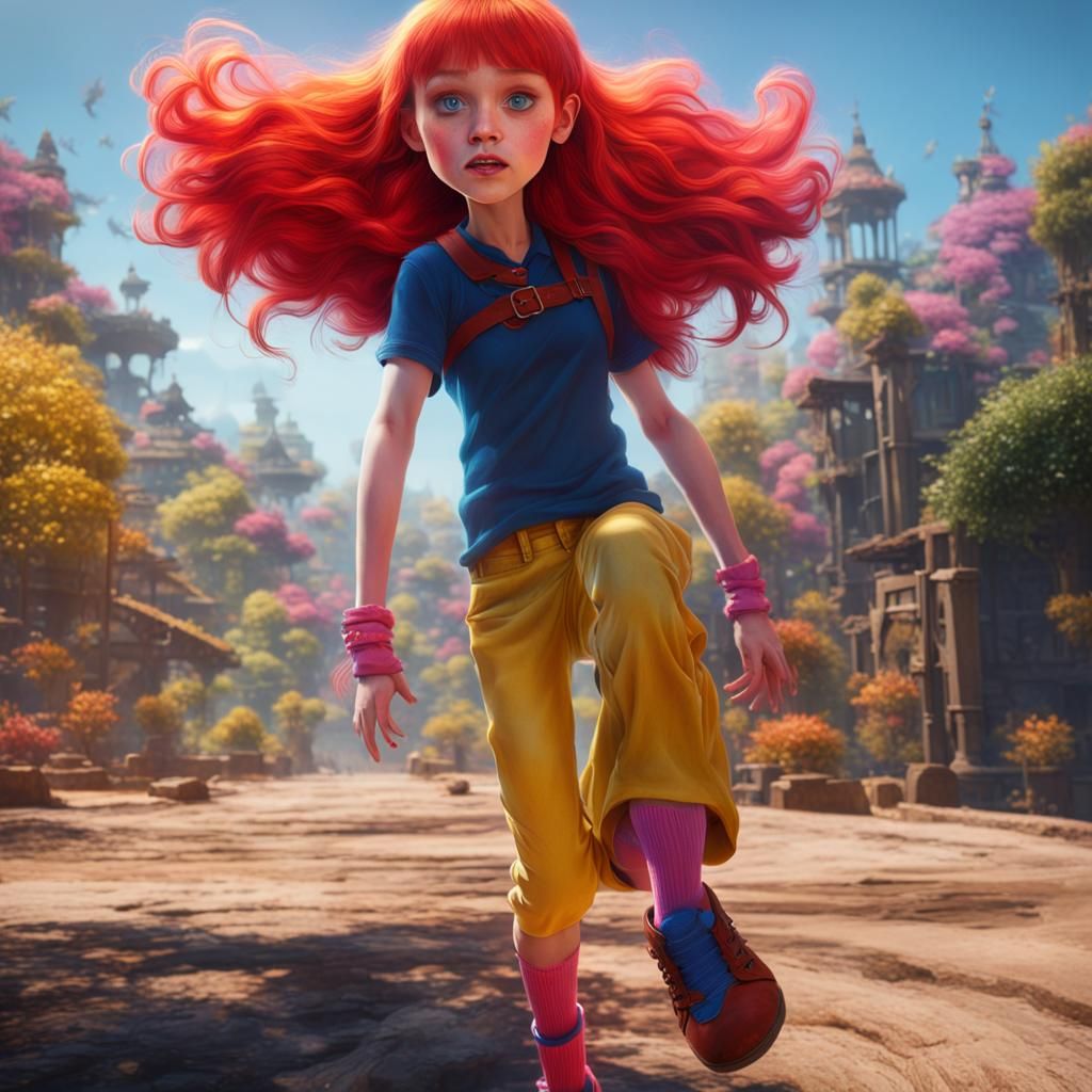 Surprised Redhead in Detailed Fantasy Art Style