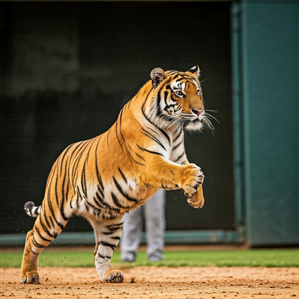 Tigers Playing Baseball in AI Generated Image