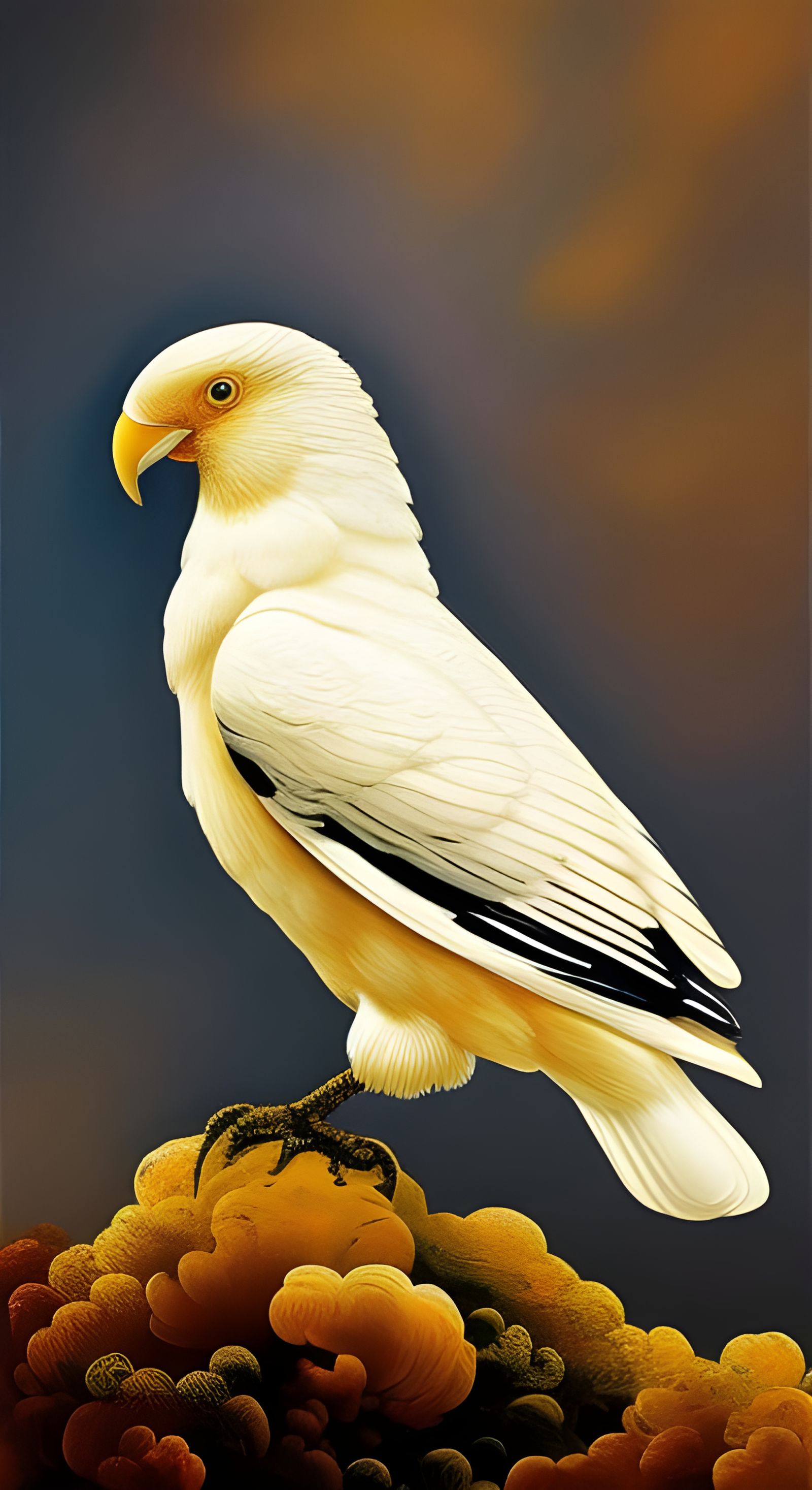 Steampunk Cockatoo: Detailed Ink Drawing in Impasto Style